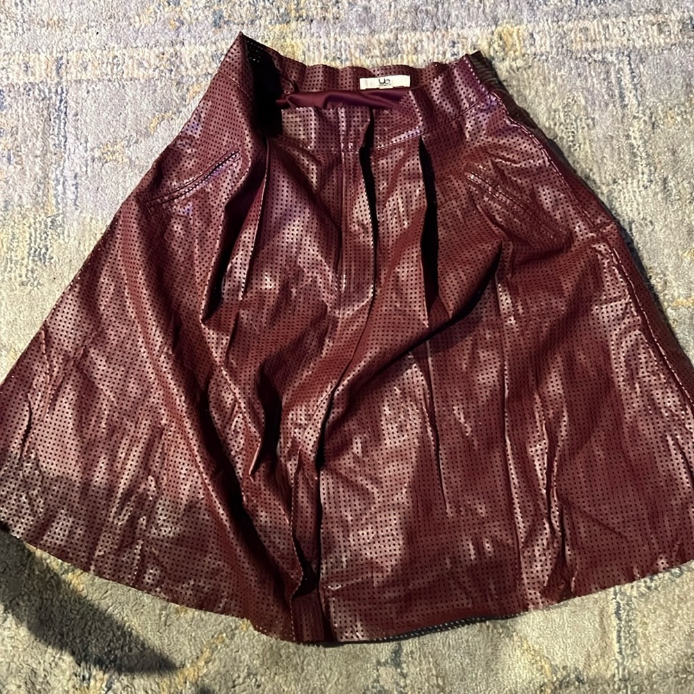 Leather Maroon Long Skirt